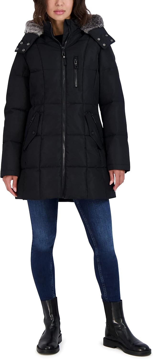 image:imageNautica Womens Heavyweight Puffer Jacket With Faux Fur Lined HoodBlack Midnight