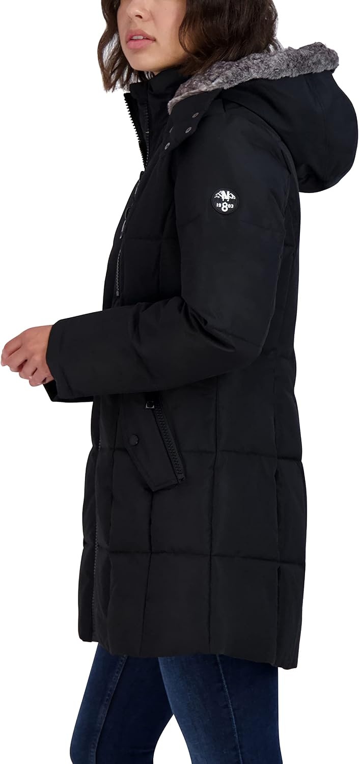 image:imageNautica Womens Heavyweight Puffer Jacket With Faux Fur Lined HoodBlack Midnight