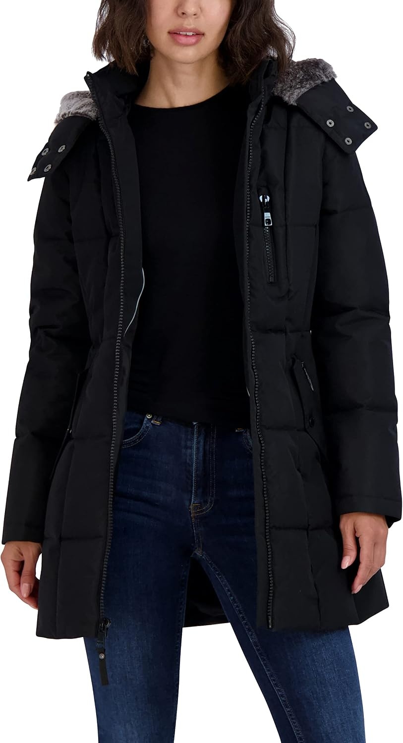 image:imageNautica Womens Heavyweight Puffer Jacket With Faux Fur Lined HoodBlack Midnight
