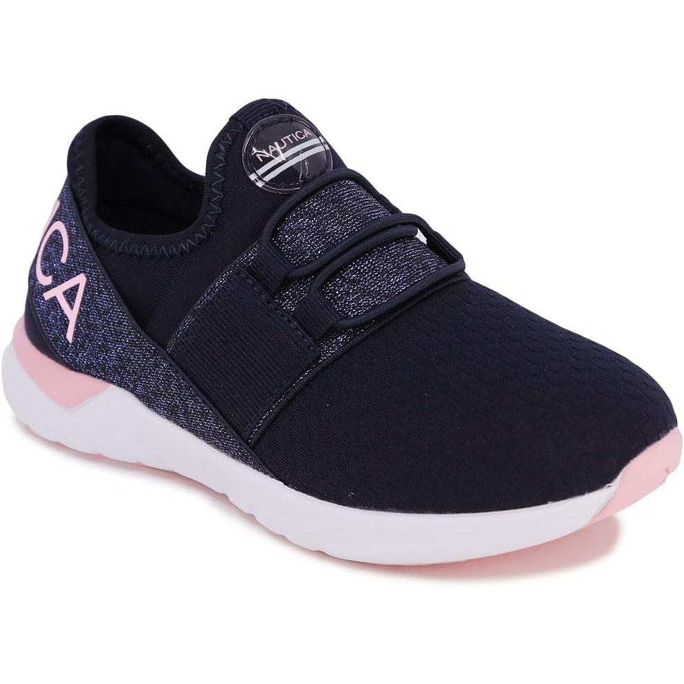 image:imageNautica Kids Boys and Girls Athletic SlipOn Sneakers Lightweight Bungee Running Shoes for Toddler Little Kid and Big KidNavy Peony Metalic