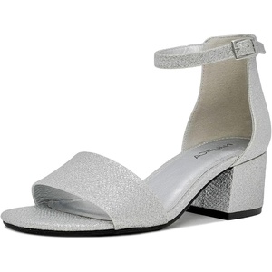 Nautica Women’s Ankle Strap Low-Chunk Pump Sandal: Elegant Low-Block Heel Dress Shoe for Stylish Comfort-Yona(Silver Glitter)