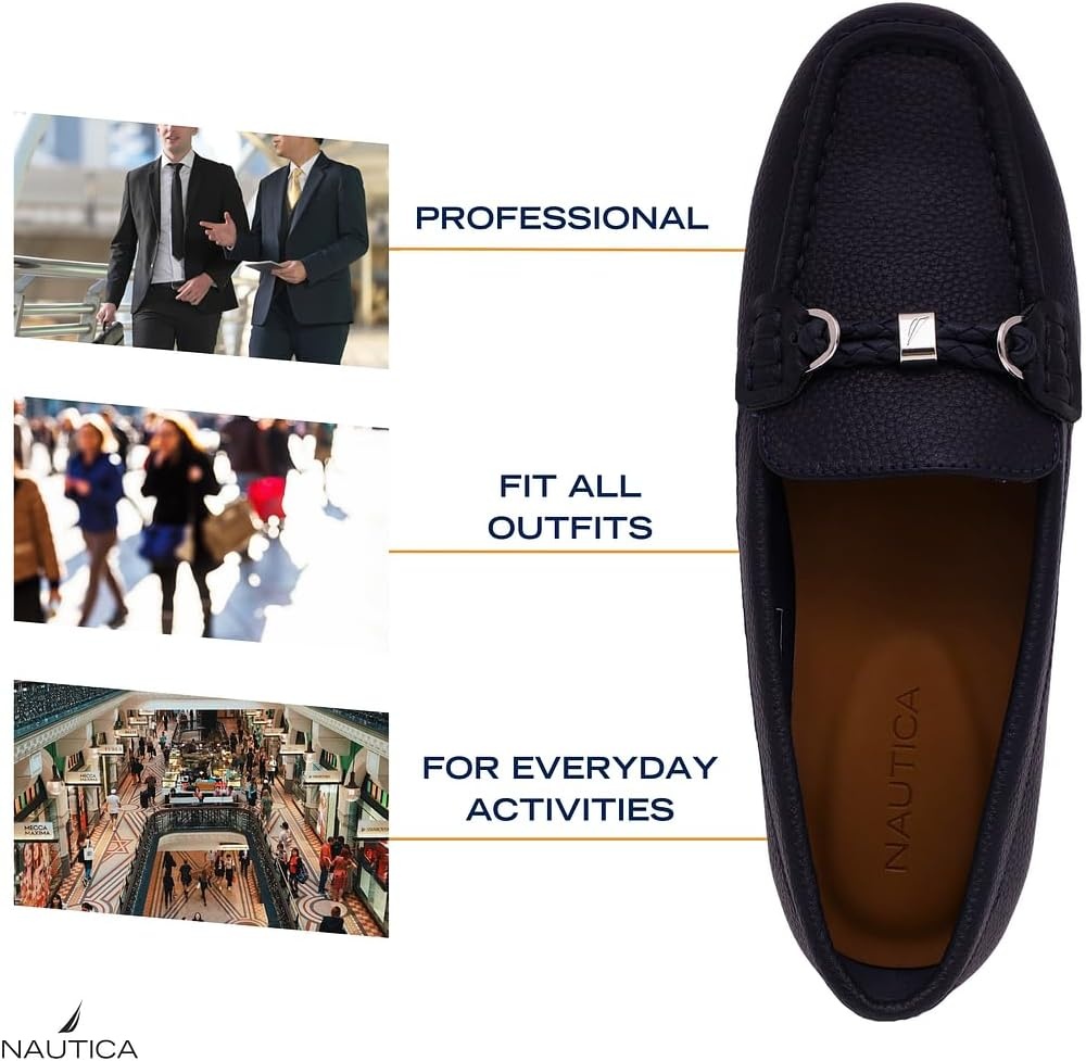 image:imageNautica Woman Flat Loafers Designer Vegan Leather Penny Shoes Slip On Soft Durable and Flexible Luxury Resistant Feel Lightweight amp Comfortable Memory Foam Everyday MoccasinsBlacknelms