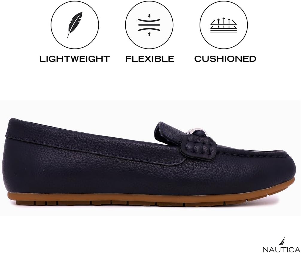 image:imageNautica Woman Flat Loafers Designer Vegan Leather Penny Shoes Slip On Soft Durable and Flexible Luxury Resistant Feel Lightweight amp Comfortable Memory Foam Everyday MoccasinsBlacknelms