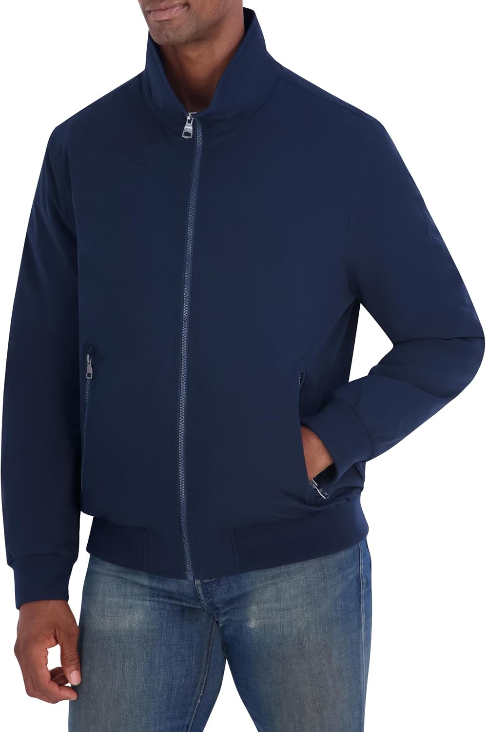 image:imageNautica Mens Fleece Lined Bomber Jacket Water Resistant Zip Front Casual CoatNavy