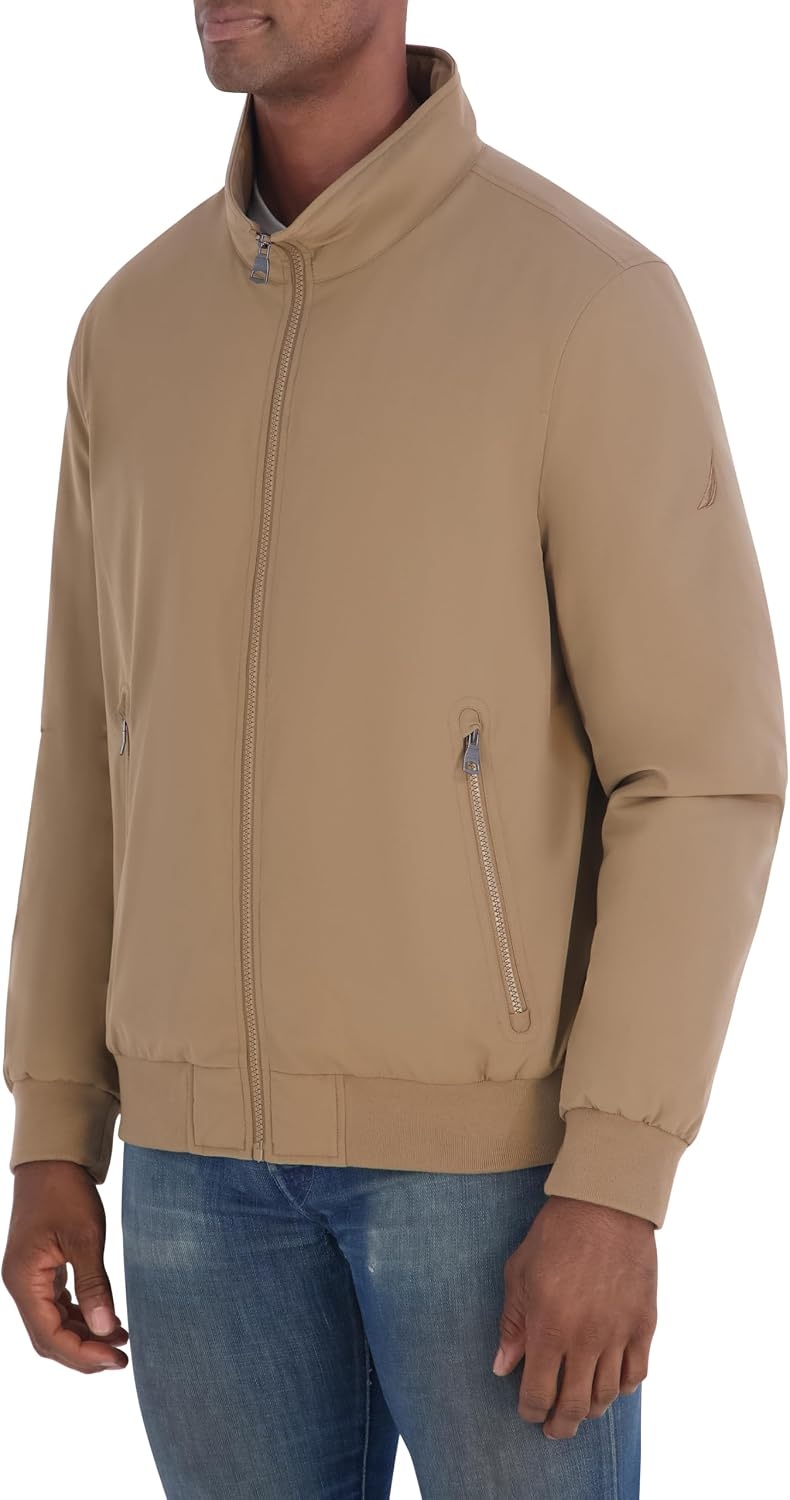 image:imageNautica Mens Fleece Lined Bomber Jacket Water Resistant Zip Front Casual CoatOtter