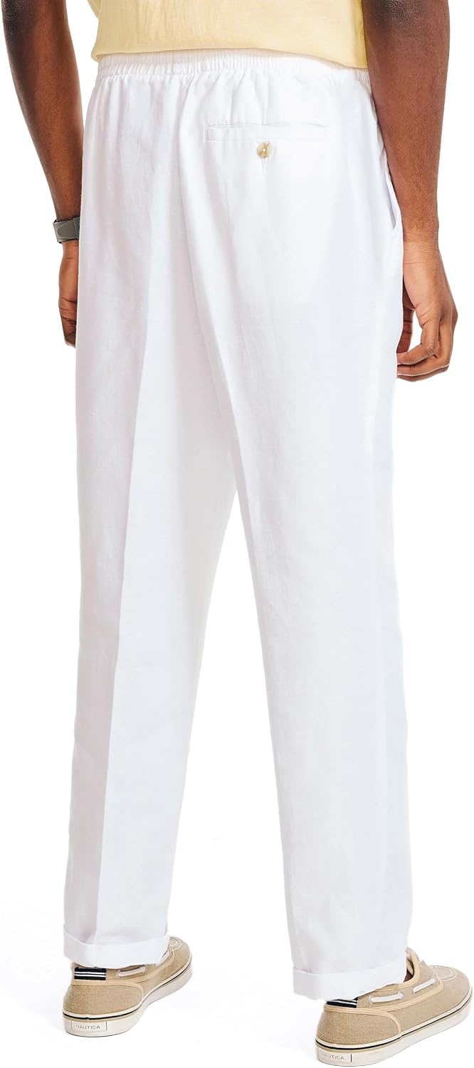 image:imageNautica Mens Nautica Classic Fit Linen Drawstring PantBright White