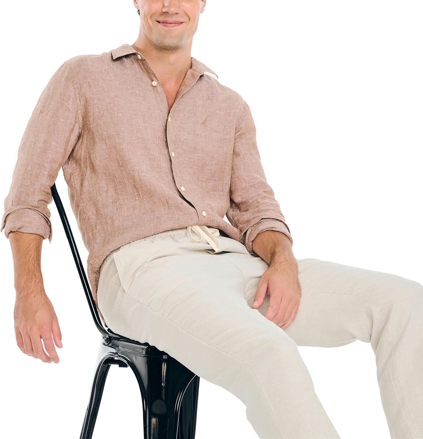 image:imageNautica Mens Nautica Classic Fit Linen Drawstring PantWheat Flax