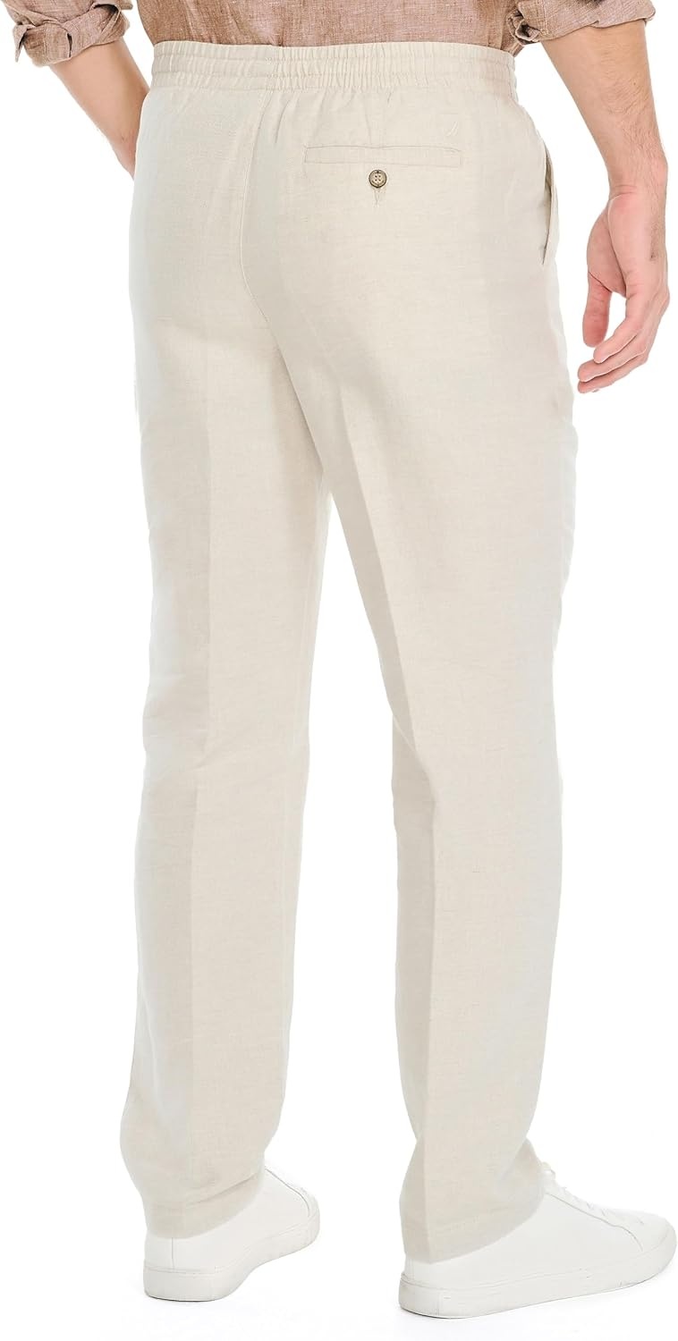 image:imageNautica Mens Nautica Classic Fit Linen Drawstring PantWheat Flax