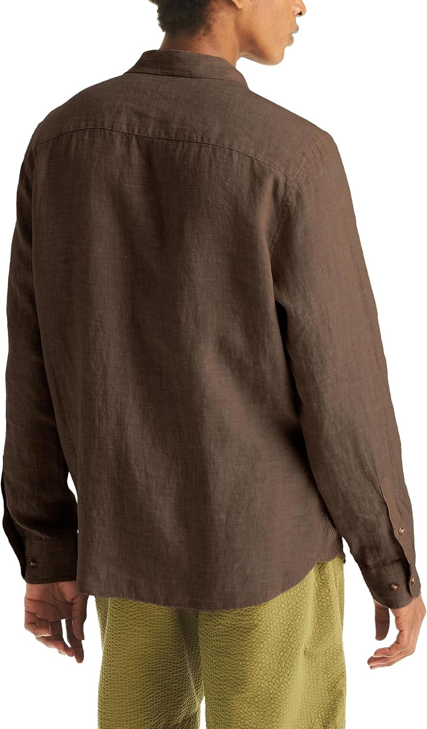 image:imageNautica Mens Mens Long Sleeve Linen Woven ShirtBig Sur Green