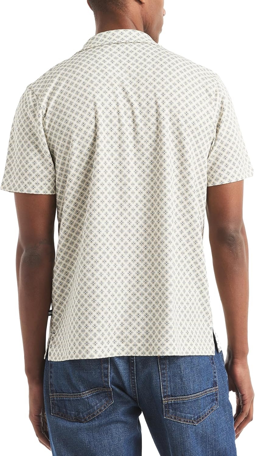 image:imageNautica Mens Nautica Short Sleeve Button Front Printed Button Up ShirtSail White