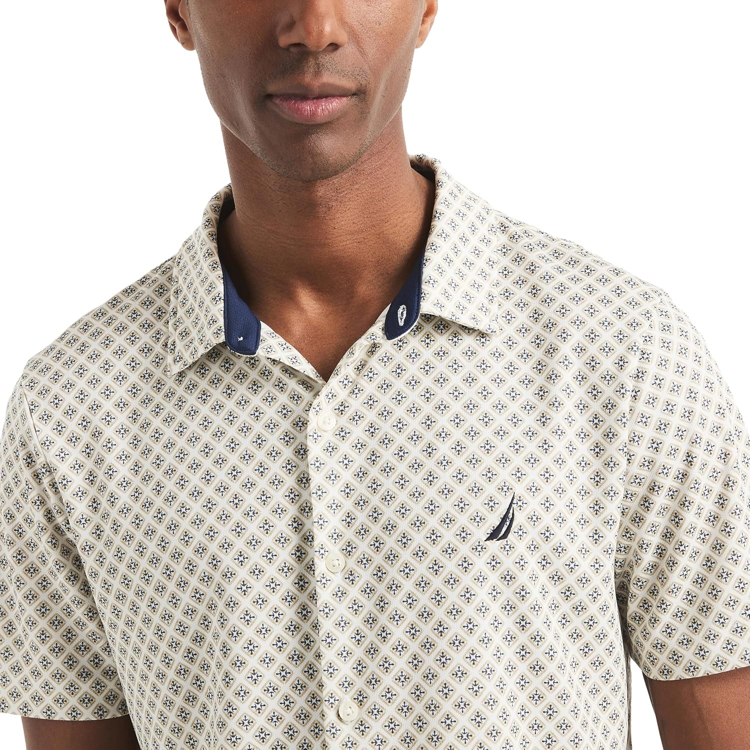 image:imageNautica Mens Nautica Short Sleeve Button Front Printed Button Up ShirtSail White