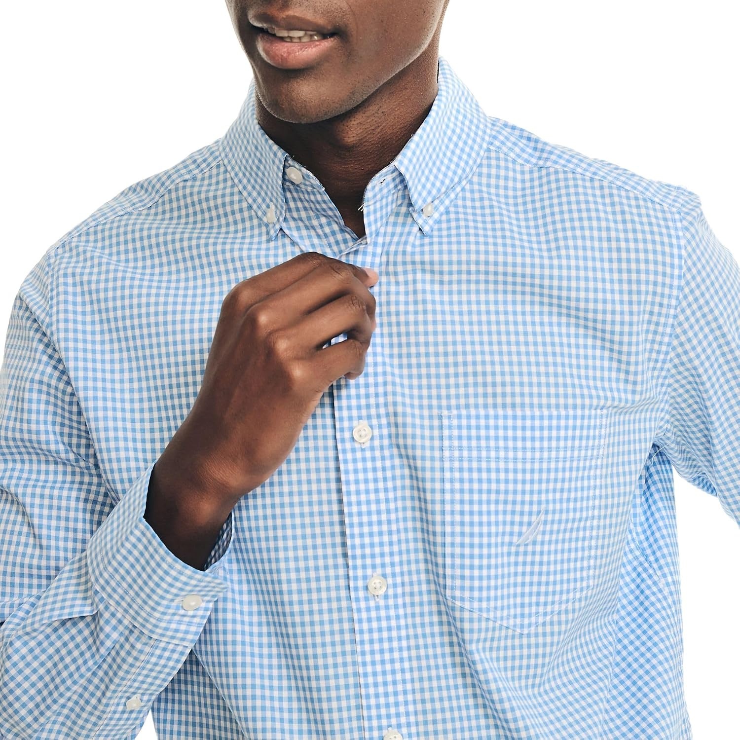 image:imageNautica Mens Nautica Sustainably Crafted Gingham Plaid ShirtLight French Blue