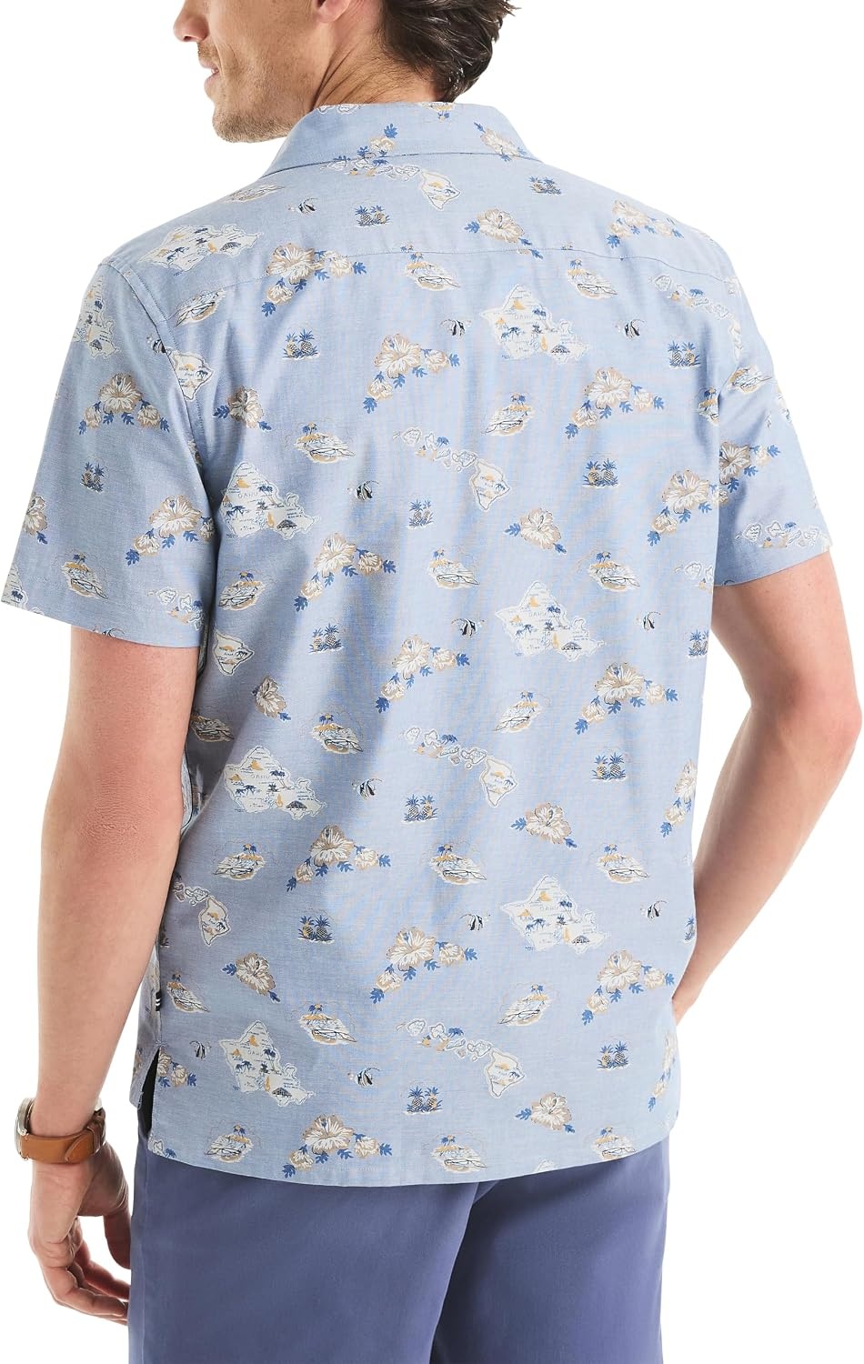 image:imageNautica Mens Short Sleeve Camp Collar Button Up ShirtMoon Light Blue
