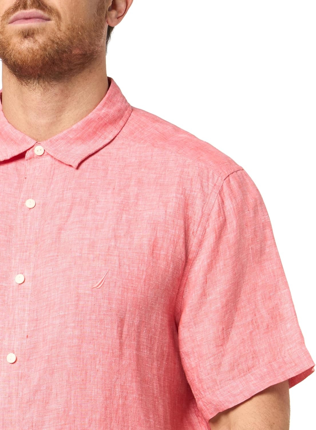 image:imageNautica Mens Short Sleeve Solid Linen Button Up Shirt6qb