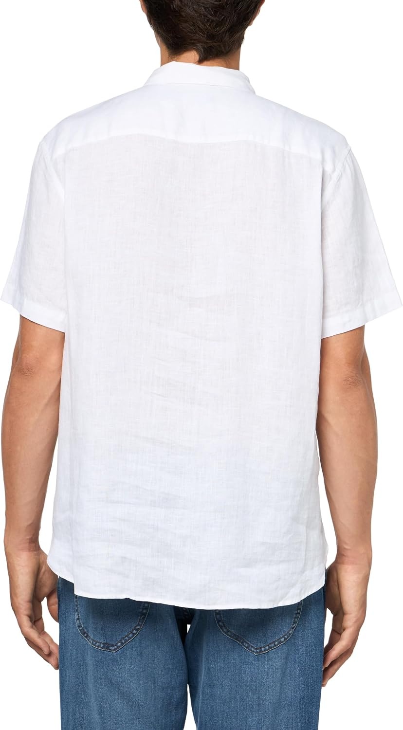 image:imageNautica Mens Short Sleeve Solid Linen Button Up ShirtBright White