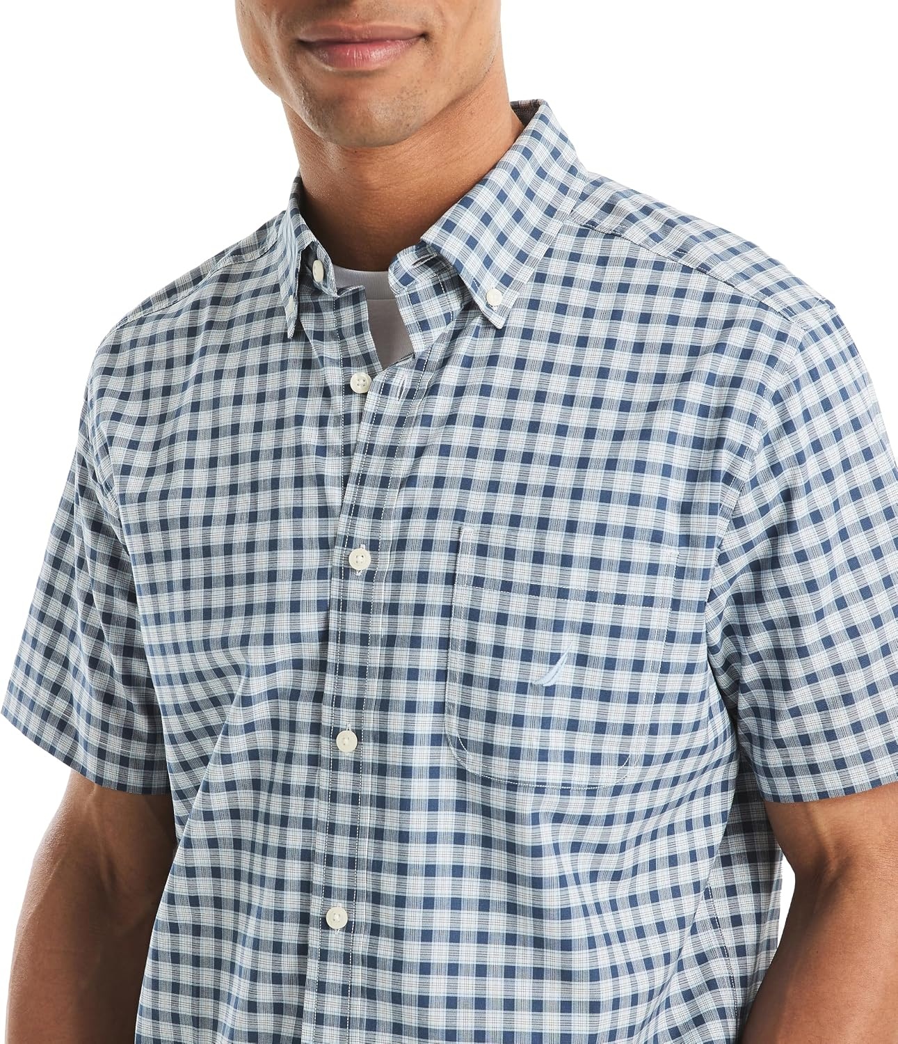 image:imageNautica Mens Tencel Plaid Printed ShirtLapis Blue