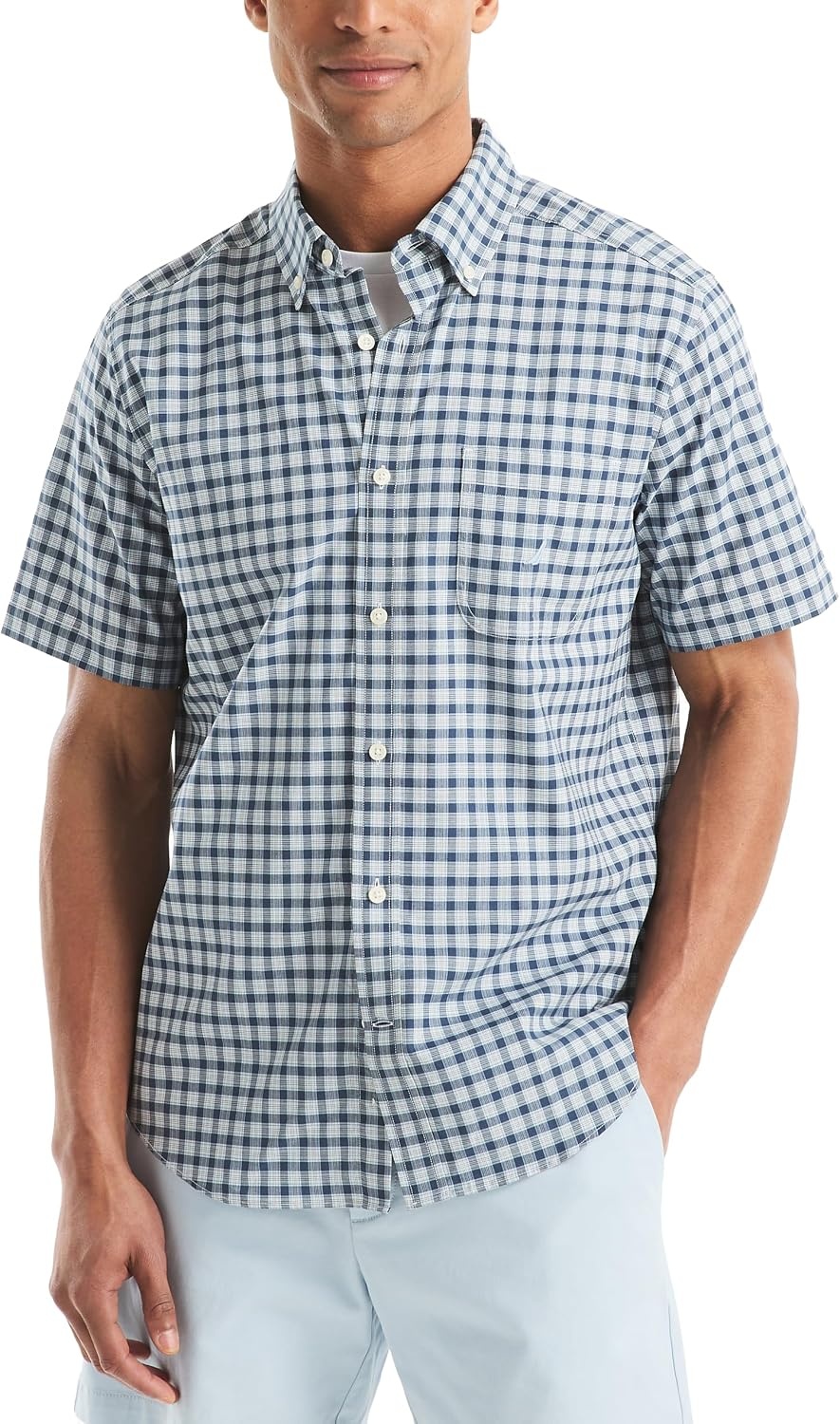 image:imageNautica Mens Tencel Plaid Printed ShirtOcean Garnet