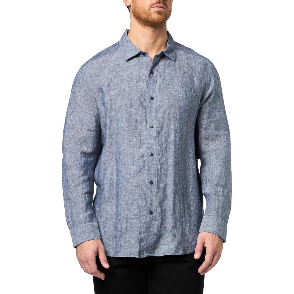 image:imageNautica Mens Long Sleeve Solid Linen Button Up Shirt4vn