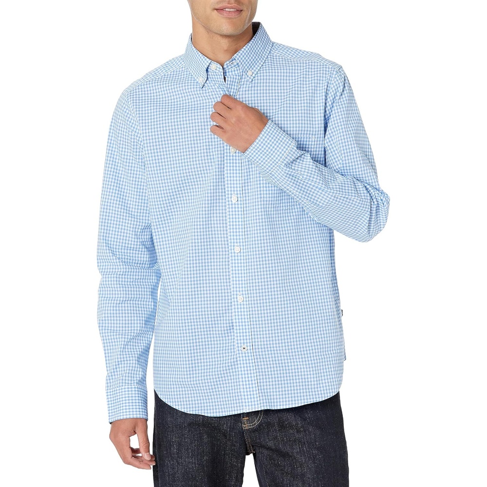 image:imageNautica Mens Nautica Classic Fit Gingham Stretch Cotton ShirtLight French Blue