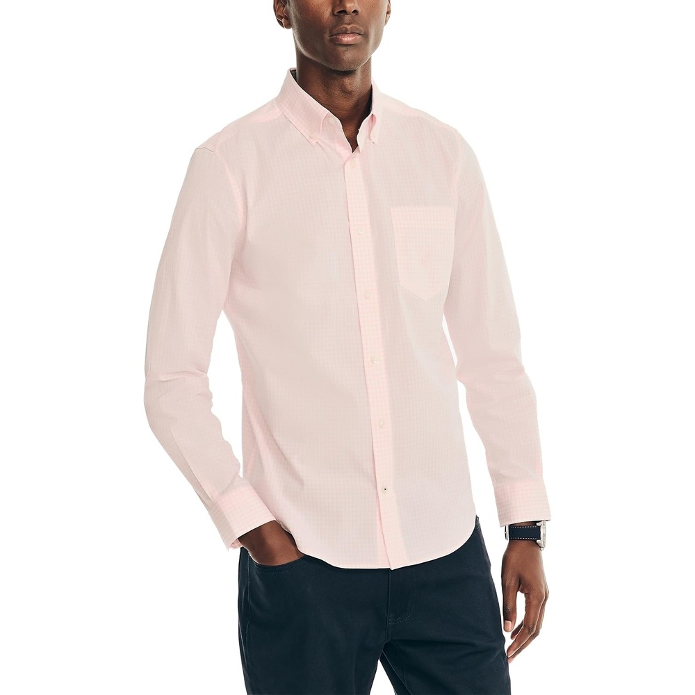 image:imageNautica Mens Nautica Classic Fit Gingham Stretch Cotton ShirtPale Orchid