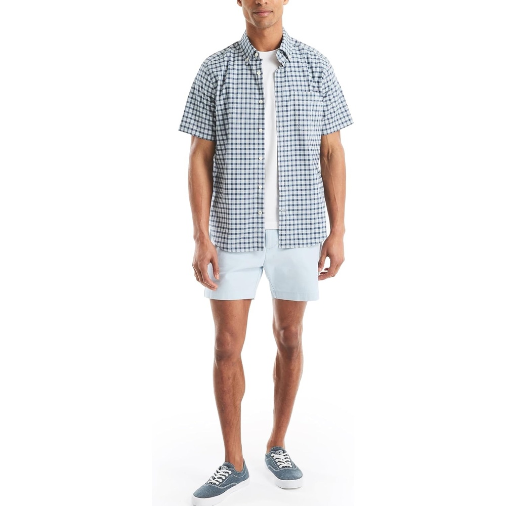 image:imageNautica Mens Tencel Plaid Printed ShirtOcean Garnet
