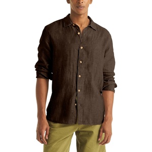 Nautica Men’s Men’s Long Sleeve Linen Woven Shirt(Big Sur Green)