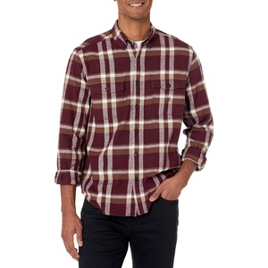 Nautica Mens Nautica Sustainably Crafted Plaid Flannel Shirt(Shipwreck Burgundy)