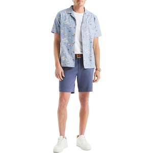 Nautica Men’s Short Sleeve Camp Collar Button Up Shirt(Moon Light Blue)