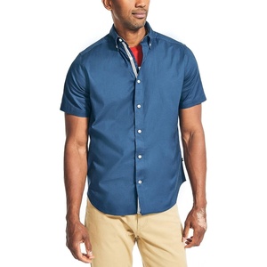 Nautica Men’s Short Sleeve Oxford Button Up Shirt(Navy)
