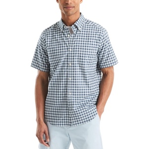 Nautica Men’s Tencel Plaid Printed Shirt(Lapis Blue)