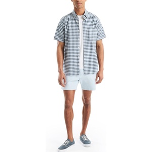 Nautica Men’s Tencel Plaid Printed Shirt(Ocean Garnet)