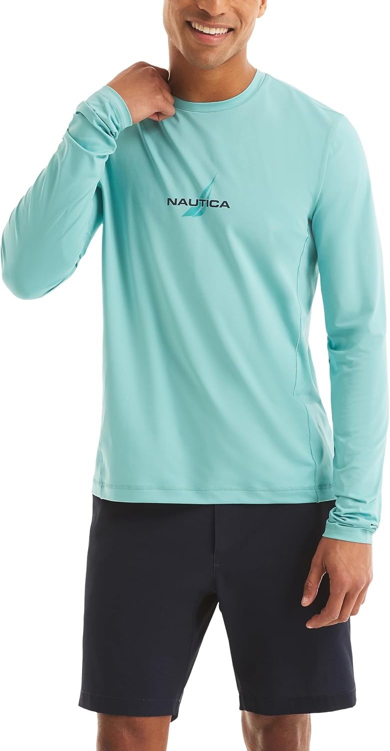 image:imageNautica Mens Long Sleeve Swim TopAqua Wave