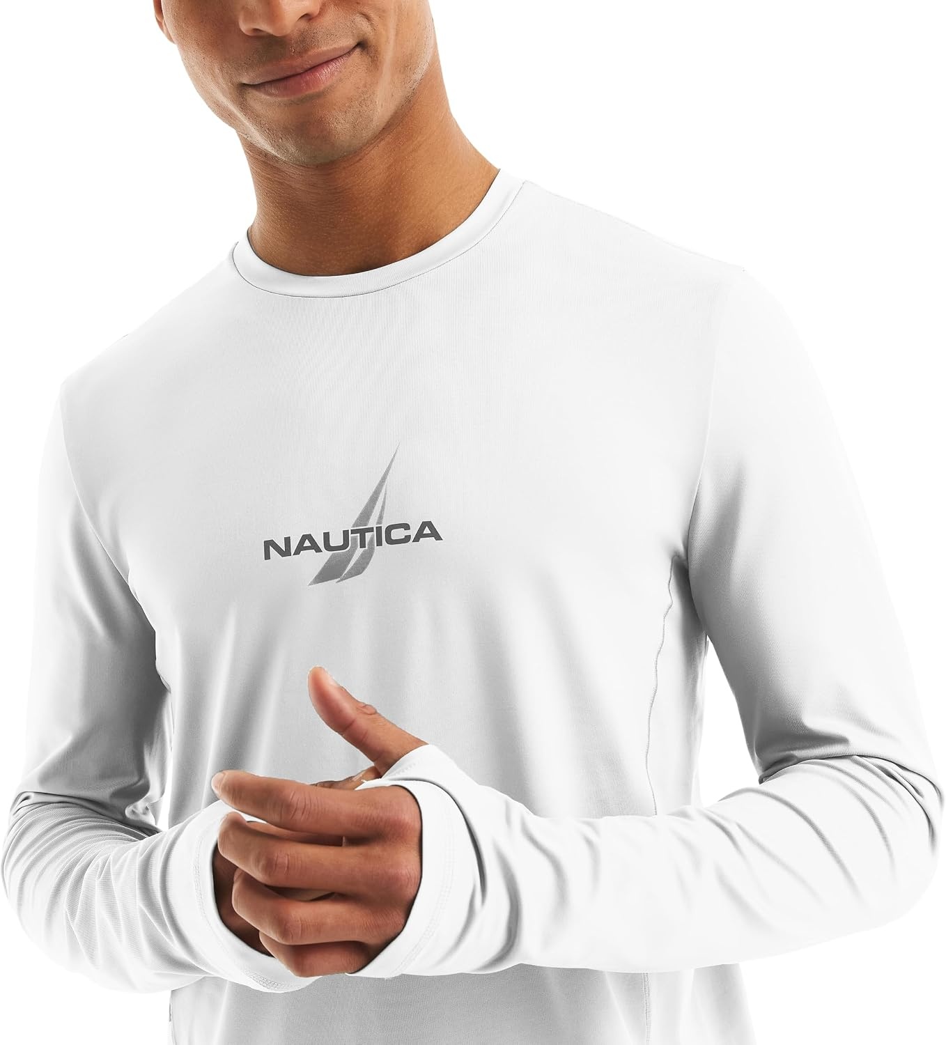 image:imageNautica Mens Long Sleeve Swim TopBright White