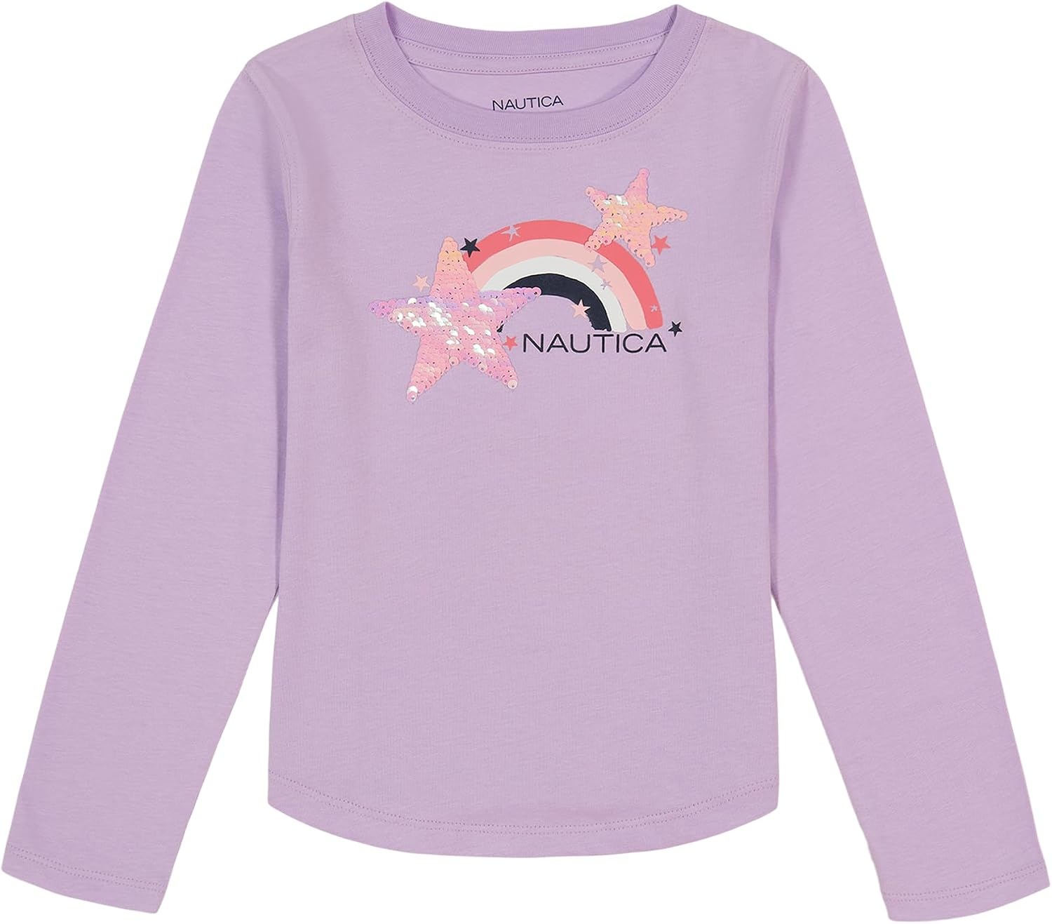 image:imageNautica Girls Long Sleeve Graphic TShirtLavendula Rainbow