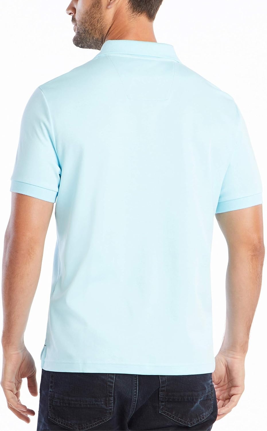 image:imageNautica mens Classic Fit Short Sleeve Dual Tipped Collar Polo ShirtBright Aqua Solid