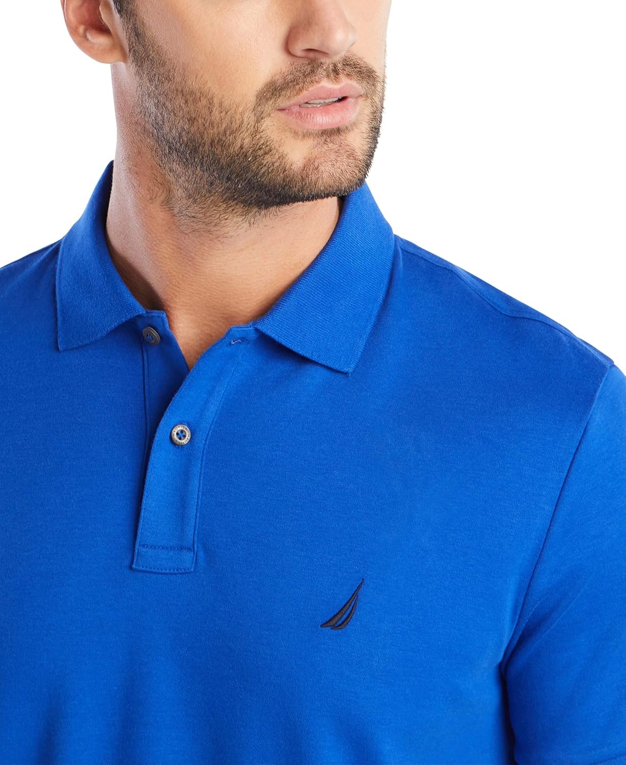 image:imageNautica mens Classic Fit Short Sleeve Dual Tipped Collar Polo ShirtBright Cobalt Solid