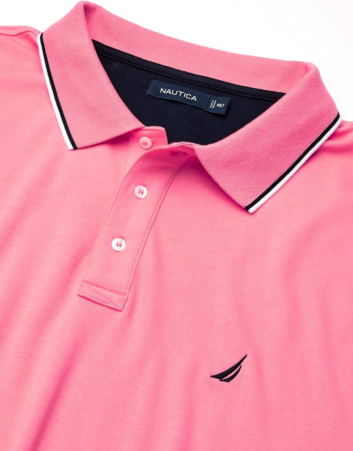 image:imageNautica mens Classic Fit Short Sleeve Dual Tipped Collar Polo ShirtCarnation