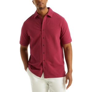 Nautica Mens Nautica Big & Tall Classic Fit Seersucker Shirt(Crimson Sunset)