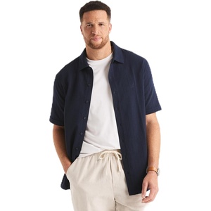 Nautica Mens Nautica Big & Tall Classic Fit Seersucker Shirt(Navy Seas)