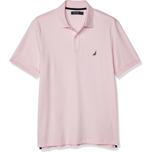 Nautica mens Classic Fit Short Sleeve Dual Tipped Collar Polo Shirt(Cradle Pink)