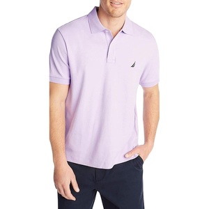 Nautica mens Classic Fit Short Sleeve Dual Tipped Collar Polo Shirt(Lavendula)