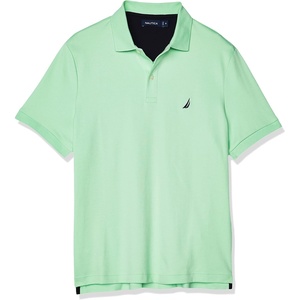 Nautica mens Classic Fit Short Sleeve Dual Tipped Collar Polo Shirt(New Ash Green)