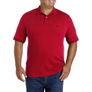 Nautica mens Classic Fit Short Sleeve Dual Tipped Collar Polo Shirt(New Nautica Red)