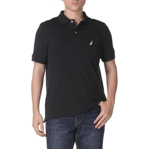 Nautica mens Classic Fit Short Sleeve Dual Tipped Collar Polo Shirt(New True Black)
