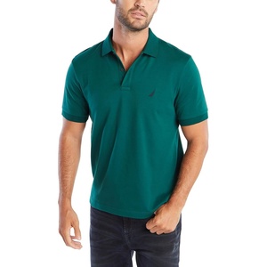 Nautica mens Classic Fit Short Sleeve Dual Tipped Collar Polo Shirt(Tidal Green Solid)