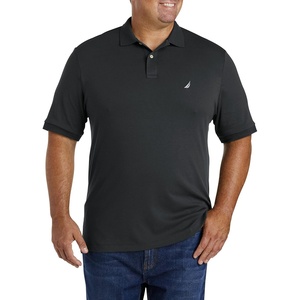 Nautica mens Classic Fit Short Sleeve Dual Tipped Collar Polo Shirt(True Black)