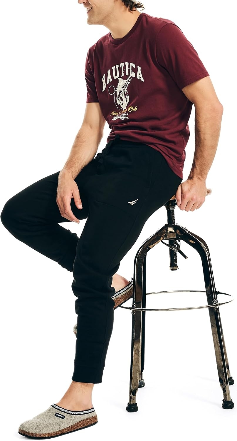 image:imageNautica Mens Anchor Fleece Basic JoggersTrue Black