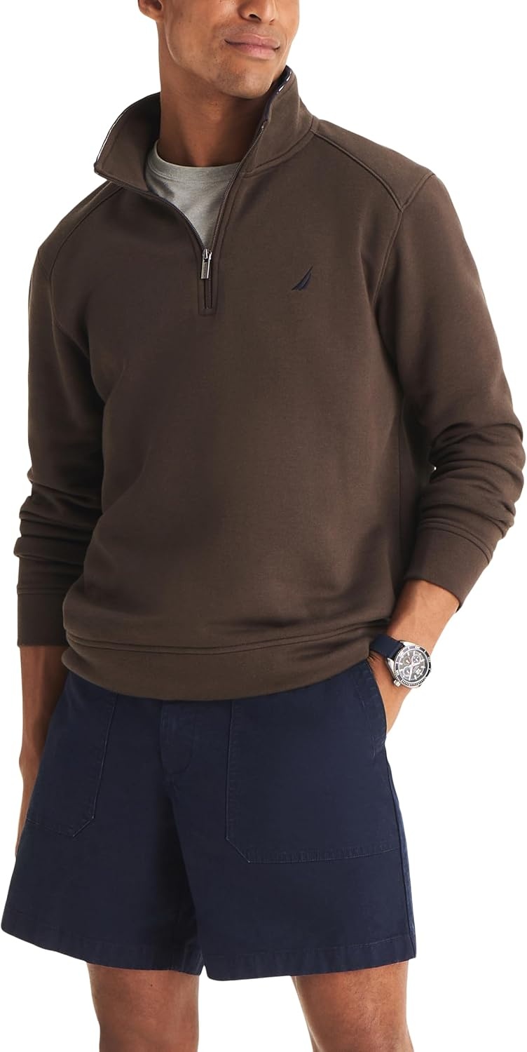 image:imageNautica Mens Fauxraglan Fleece SweatshirtCoffee Bottom