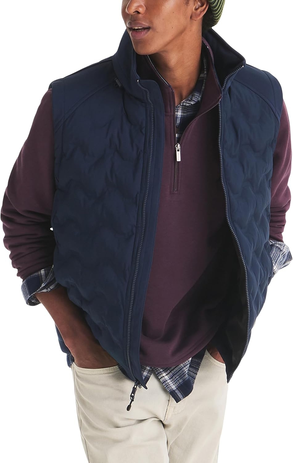 image:imageNautica Mens Fauxraglan Fleece SweatshirtPlum Perfect