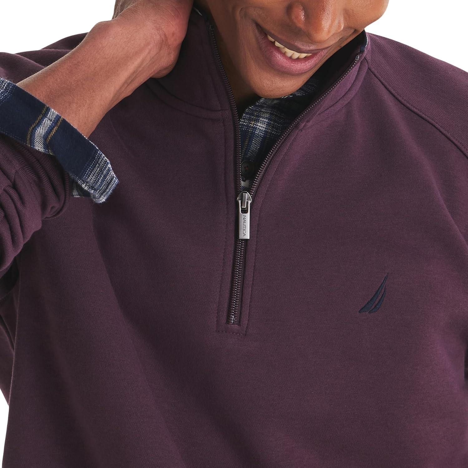 image:imageNautica Mens Fauxraglan Fleece SweatshirtPlum Perfect